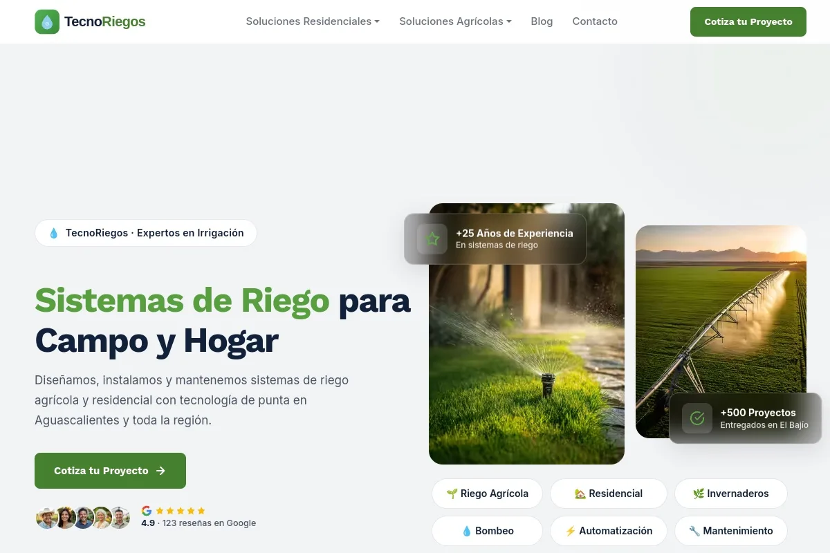 Captura de la página principal de tecnoriegos.com